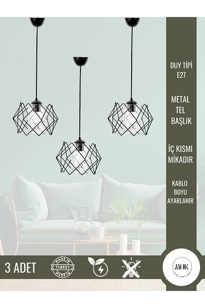 MHK Collection Modern Labyrinth Model Transparent Mica - Chandelier Living Room and Children's Room (3 Pcs)