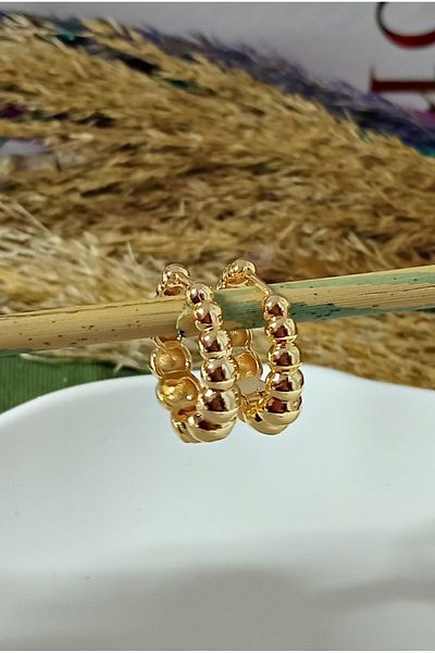 mos&more Ring Brand Small Women's Earrings with Gold Heels