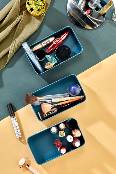 MHK Collection Turquoise Makeup Organizer Box - Fashionable and Practical Organization Solution, 25X15X10 cm