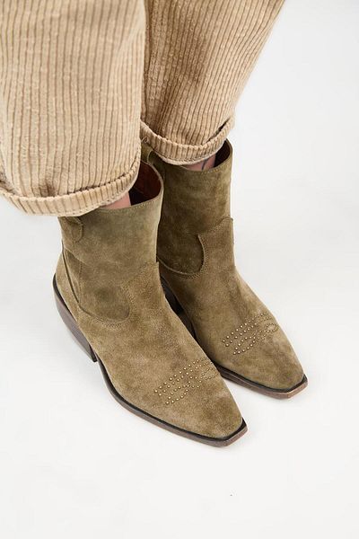 Manijero (Gona) Women's Genuine Leather Front Trock Cowboy Special Antique Khaki Boots