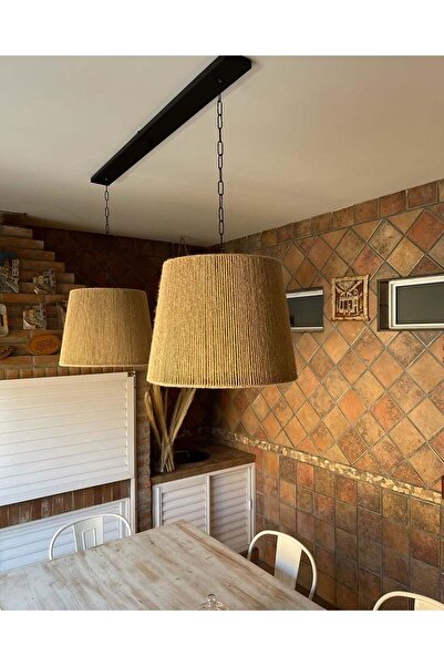 luminart LUMİNART makrome avize hasır avize el yapımı avize 45cm ÇAPINDA