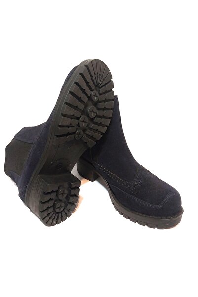 Mira Deri HAKİKİ SÜET KIRMIZI KAYMAZ TABAN 5 CM KALIN TOPUK KADIN BOT EXETER