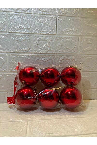 Genel Markalar 6 Adet Büyük Boy Kırmızı Yılbaşı Çam Ağacı Süsü Yeni Yıl Noel Dekor Parlak Cici Top Süs