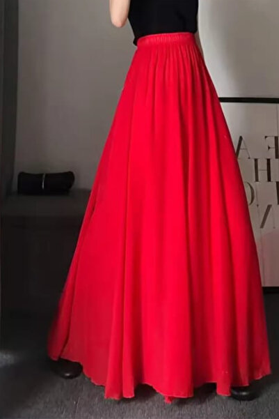 BENİMOLMALI Uzun Etek Kloş Etek Maxi Etek Beli Lastikli Tesettür Full Likra Etek