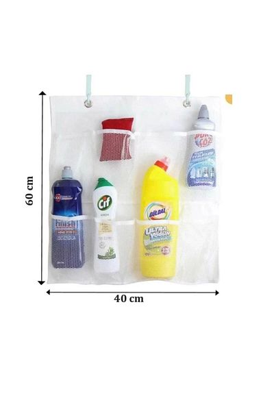 ÇERÇİCİ 8 Pocket Hanging Kitchen Bathroom Organizer Hanging Mesh Organizer