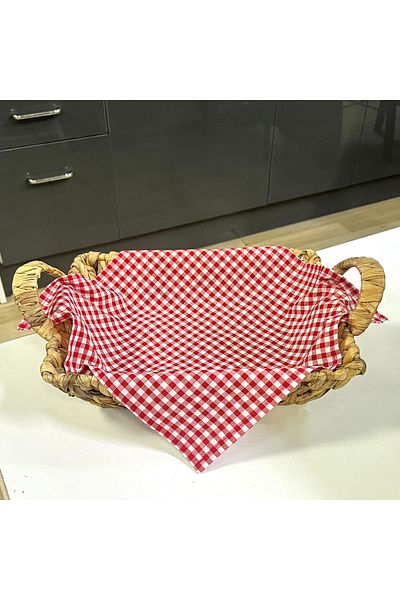 AFRALYAHOME Bread Basket, Red Checkered Covered Bread Basket, Water Hyacinth Bread Basket