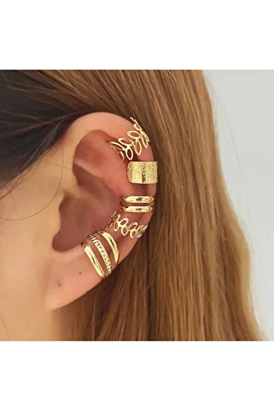 Beyna Şık ve Çekici 5 Parça Takı Seti,Moda Kulak Manşetleri