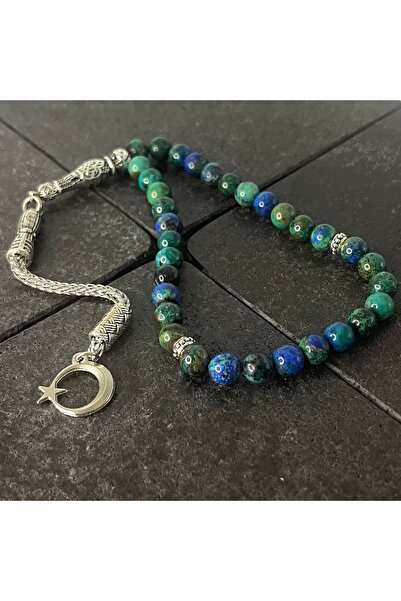 YILDIZ DOĞAL TAŞ SERTİFİKALI Azurit Malakit 6mm 33lük Doğal Taş Tesbih