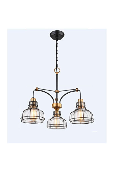Homelux Candelabru loft 3 brate 48x48x55 cm, 3*e27, 40w, metal/sticla, bronz/negru