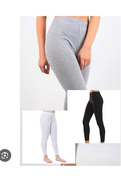 Tutku Black and White Gray Solid Leggings - 0173 Set of 3