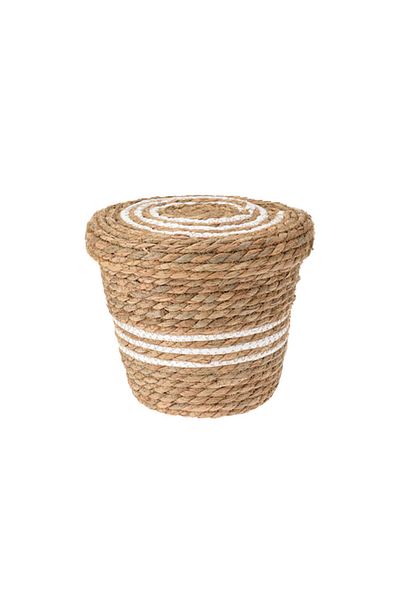 Homelux Coș de depozitare cu capac, 25x25x21 cm, ratan/salcie, maro/alb