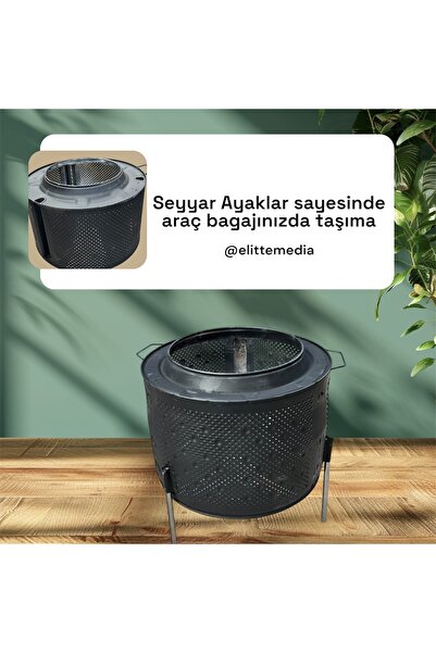 ELİTEHOME Bahçe Şöminesi Ateş Çukuru Seyyar Ayak Versiyon