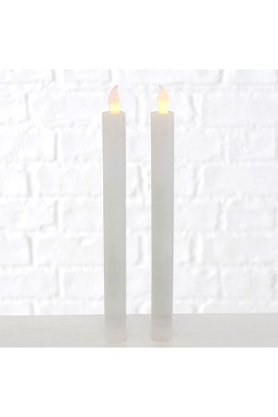 Homelux Set of 2 led candles, 2*2x24 cm, flame effect, white