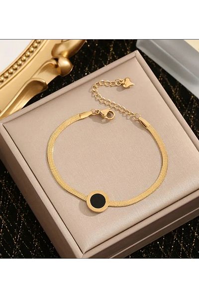 Ece Takı Aksesuar Gold Italian Crush Chain Roman Number Steel Ankle