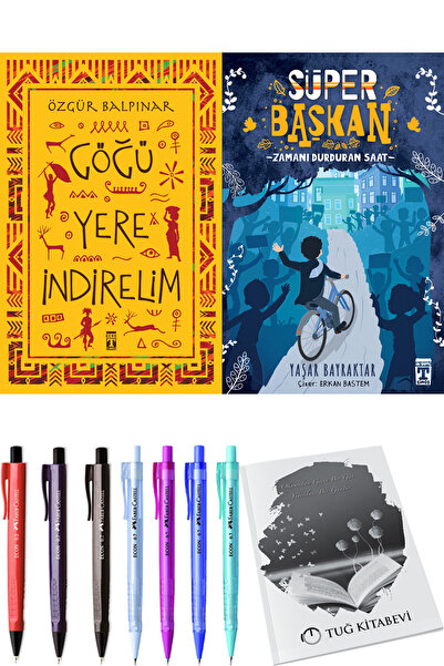 Timaş Yayınları Süper Başkan Zamanı Durduran Saat ve Göğü Yere İndirelim 2li Set + Hediyeli