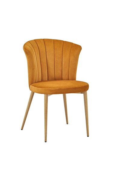 Homelux Scaun Nara Galben Mustar, Tapiterie Textila, Picioare Metal