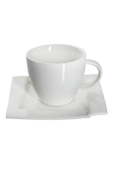 Homelux Set cafea/ceai 12 piese, porțelan, sos de ceașcă 220 ml, alb, Kubiko