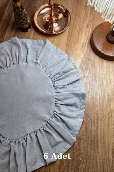 MLC Gray Round Camis - Ruffled, 6-Piece, 40X40, American Service
