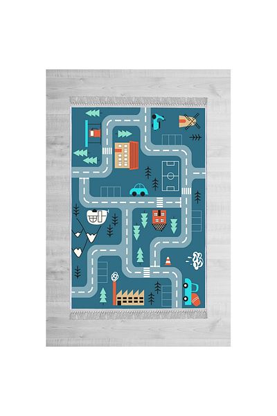 Homelux Anti-slip Children's Carpet, Rectangular, 120x180, Route 2, Multicolor, Polyester