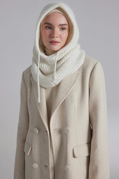 Tuğba Kruvaze Düğmeli Kaban - Ekru