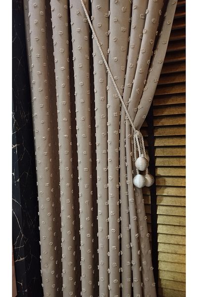 CEMRE Dark Beige Pompom Dream Silk Linen 1/3 Dense Pleat Fabric Single Wing