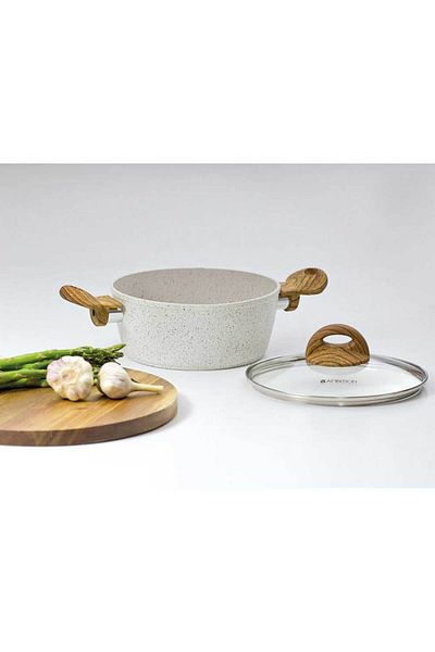 Homelux Ghiveci din Aluminiu, Cu Capac din Sticlă, Acoperire Efect Piatră, 24 Cm/4 L, Natural