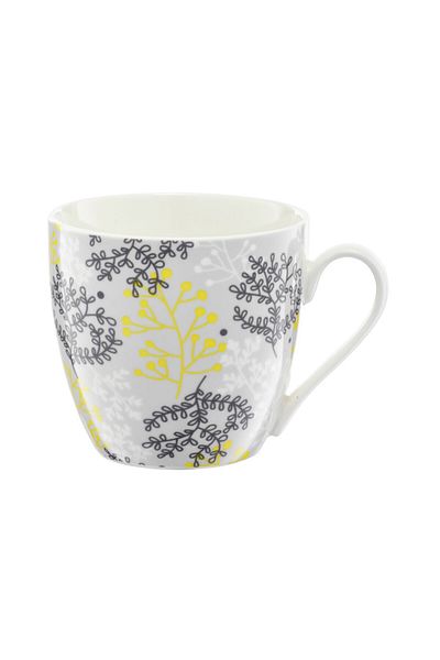 Homelux Cana de cafea/ceai, portelan, 510 ml, gri si galben, nordic