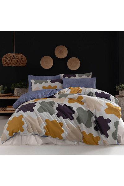 Homelux Bedding 2 Persons Home Patch, 100% Cotton Ranforce, Multicolor