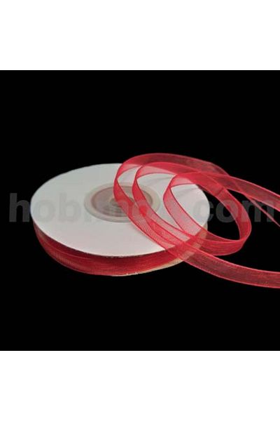 hobimon 6 Mm Organza Ribbon - Red 25 Mt
