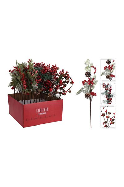 Homelux Decorațiune crenguță de Crăciun, 49 cm, verde/roșu