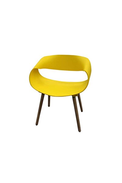 Homelux Yellow Rufus Design Chair, Polypropylene, Wooden Legs
