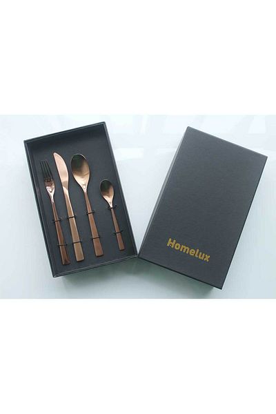 Homelux Set de tacâmuri din oțel inoxidabil, 24 de bucăți, finisaj mat cupru