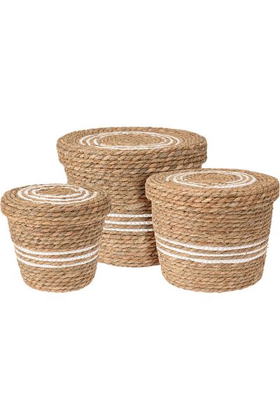 Homelux Coș de depozitare cu capac, 30x30x24 cm, ratan/salcie, maro/alb