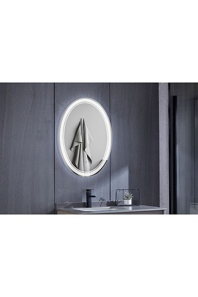 Homelux Oglinda Baie Emily, Ovala, 60x80 Cm, Iluminare Led, Buton Tactil