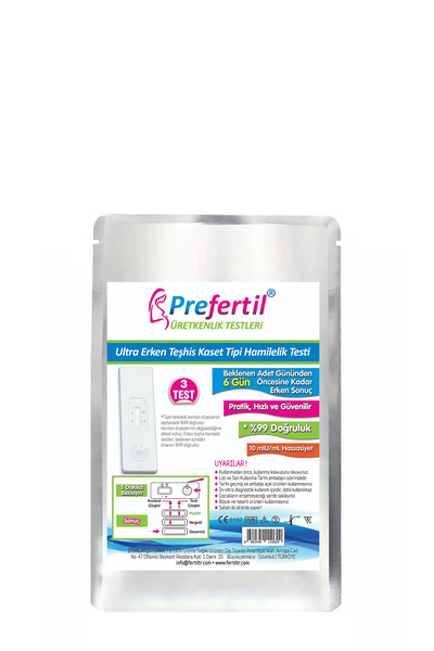 Prefertil Ultra Erken Teşhis Gebelik/hamilelik Kaset Test - [ 1 Paket = 3 Tes...