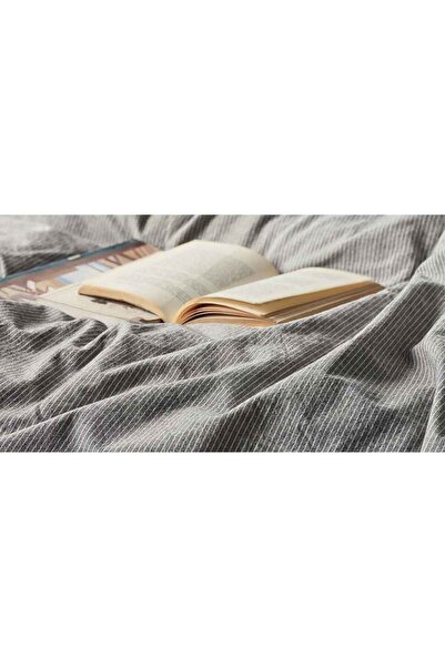 Homelux Natural Stripes Bedding, 1 Person, 100% Cotton With Linen Look, Button Closure System