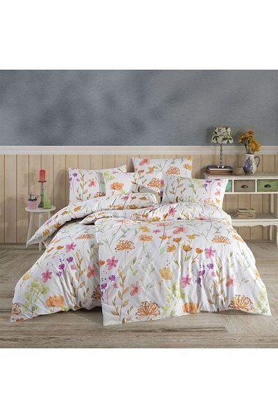 Homelux Bed Linen For 2 Persons At Home Eva, 100% Ranforce Cotton, Multicolor