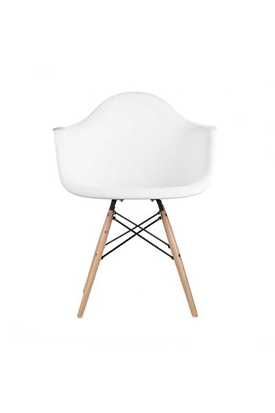 Homelux Fotoliu Shell Design, alb, polipropilenă, picioare din lemn