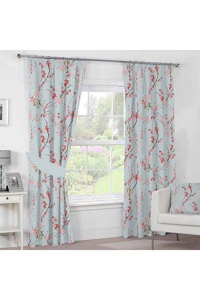 Homelux Curtain Set 2 Pcs X 140x270 Cm, 100% Cotton, White/pink/green