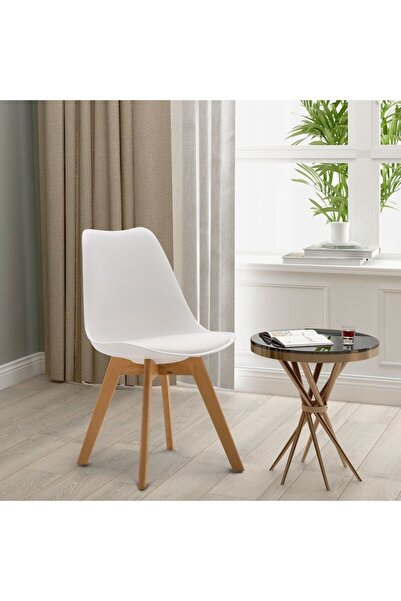 Homelux White Cloud Chair, Ecological Leather, Wooden Legs