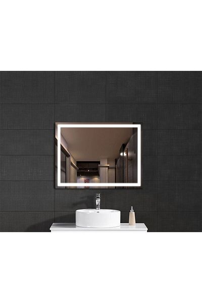 Homelux Oglinda de baie Stockholm, dreptunghiulara, 60x80 cm, iluminare cu LED, buton tactil