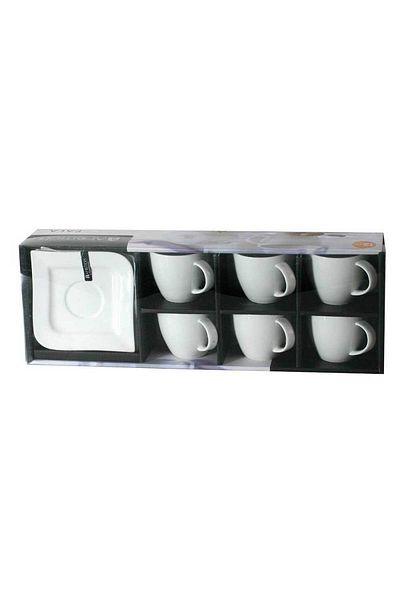 Homelux Set Cafea/ceai 12 Bucuri, Porțelan, 220 ml Sos Cești, Alb, Fala