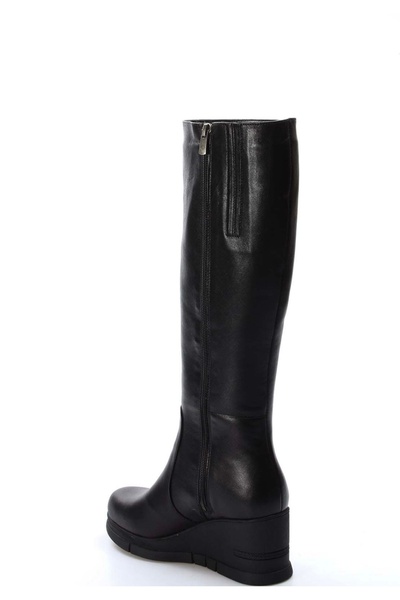 TREND Hakiki Deri Kürklü Siyah Kadın Dolgu Topuk Çizme 064KZA1006520