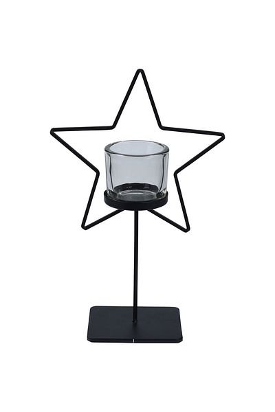 Homelux Suport pentru lumanari 38, 5 cm, metal/ sticla, negru