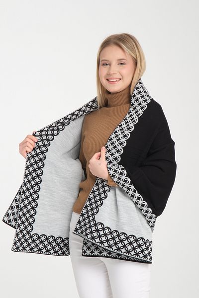 Wega Moda Stylish Ringed Comfortable Shoulder Shawl - Reversible Knitwear