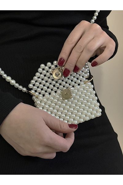 vivozza Θήκη για κάρτα πορτοφολιού 11x8 cm Pearl Bead - Γυναικεία θήκη για κάρτα με λουράκι ώμου