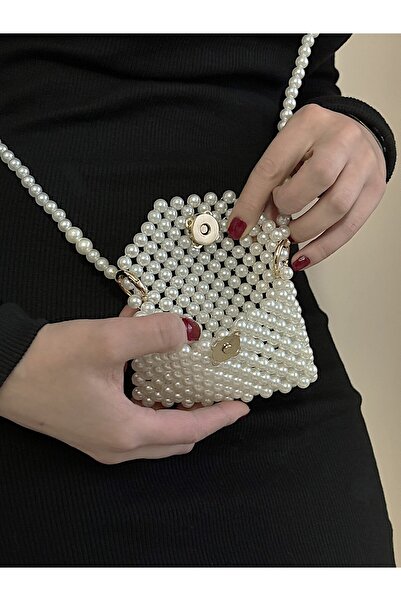 vivozza 11X8Cm Pearl Bead Wallet Card Holder - Women's Card Holder with Shoulder Strap