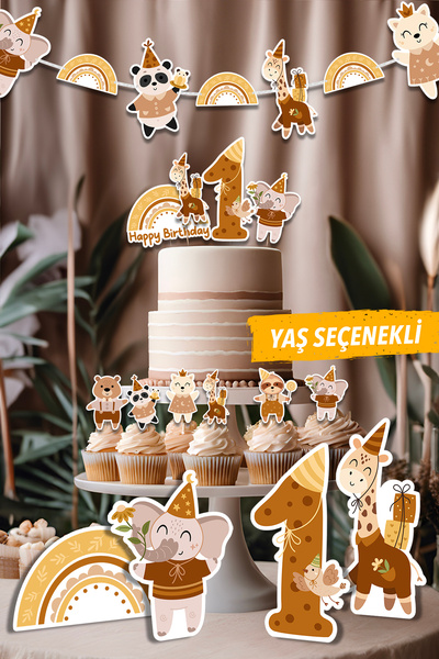 Niksy Design مجموعة زينة لحفلات أعياد الميلاد بطابع حيوانات بوهو