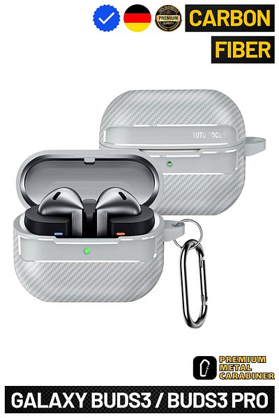 EWEC Samsung Galaxy Buds3 and Buds3 Pro - Carbon Fiber Hybrid Polymer Earphone Case