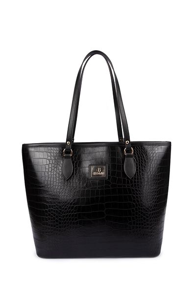 gio&mi Black Crocodile Holly Hand and Shoulder Bag